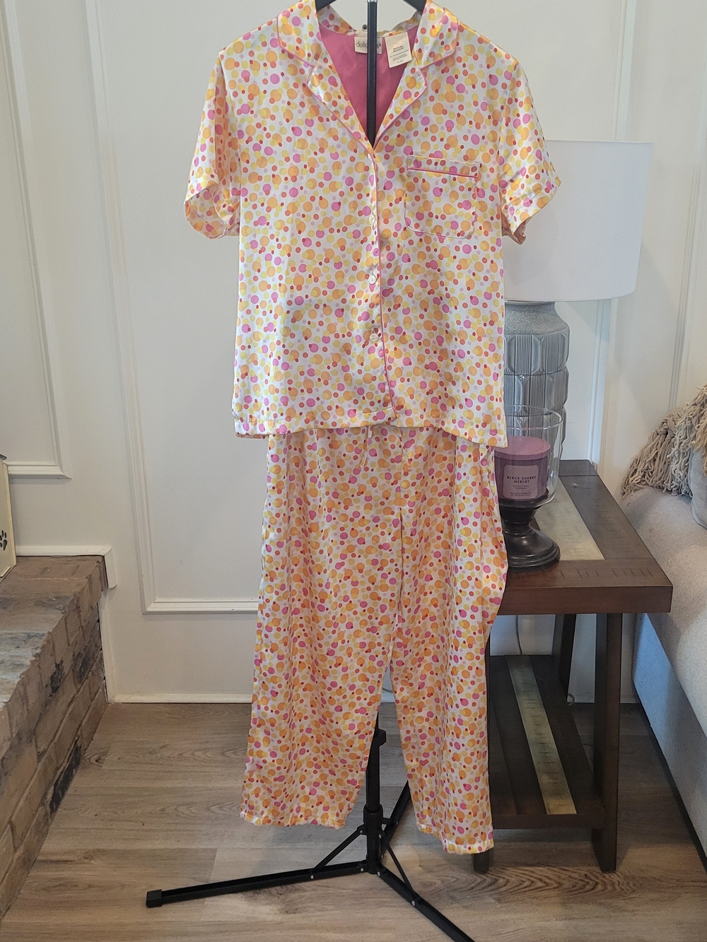 delicates Pink & Yellow Polka Dot Short-Sleeve Pajama Set